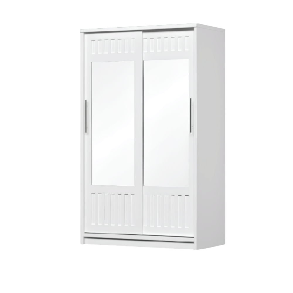ตู้เสื้อผ้าบานเลื่อนกระจกเงา WISDOM DESIGN FURNITURE รุ่น W12SL 120 ซม. สีขาว
